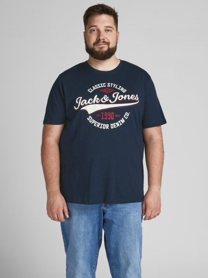 Jack & Jones JJELOGO TEE Navy - T-shirts - Grote Maten T-shirts Heren