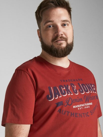 Jack & Jones JJELOGO TEE Red - T-shirts - Grote Maten T-shirts Heren