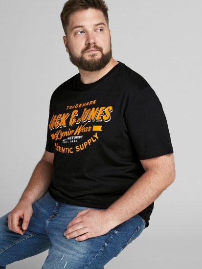 Jack & Jones JJELOGO TEE Black - T-shirts - Grote Maten T-shirts Heren