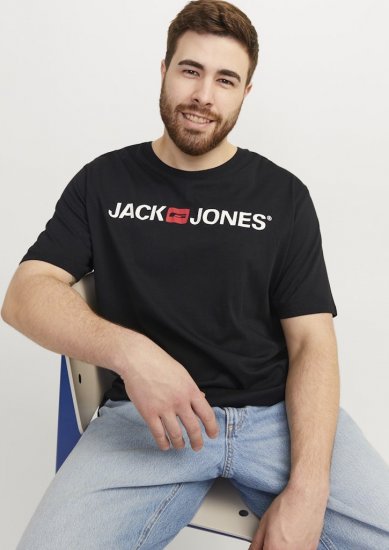 Jack & Jones Corp Logo Crew Neck T-Shirt Black - T-shirts - Grote Maten T-shirts Heren
