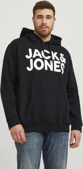 Jack & Jones CORP LOGO Large Print Hoodie Black - Sweaters & hoodies - Sweaters & Hoodies Grote Maten Heren