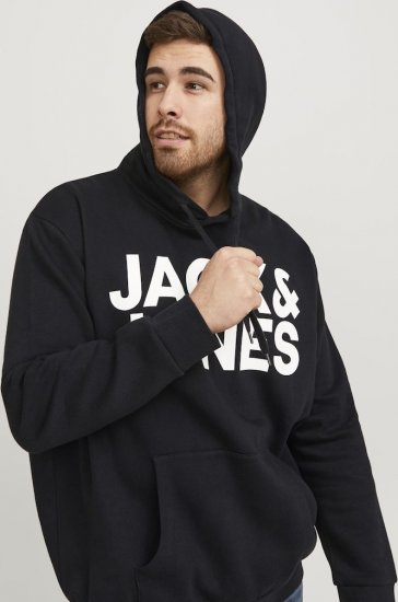 Jack & Jones CORP LOGO Large Print Hoodie Black - Sweaters & hoodies - Sweaters & Hoodies Grote Maten Heren