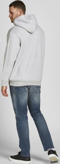 Jack & Jones CORP LOGO Large Print Hoodie Light Grey Melange - Sweaters & hoodies - Sweaters & Hoodies Grote Maten Heren