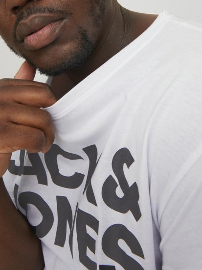 Jack & Jones CORP Logo T-Shirt White w Large Black Print - T-shirts - Grote Maten T-shirts Heren