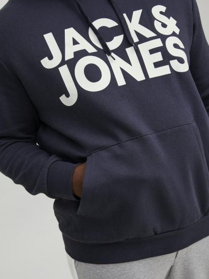 Jack & Jones CORP LOGO Large Print Hoodie Navy Blazer - Sweaters & hoodies - Sweaters & Hoodies Grote Maten Heren