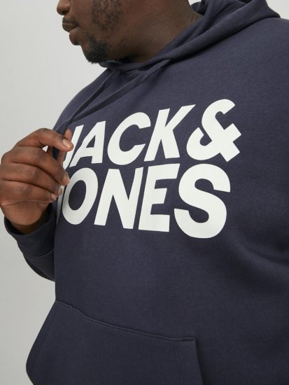 Jack & Jones CORP LOGO Large Print Hoodie Navy Blazer - Sweaters & hoodies - Sweaters & Hoodies Grote Maten Heren