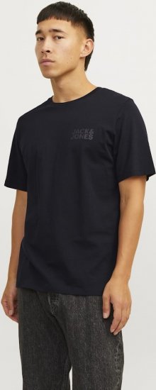 Jack & Jones CORP Logo T-Shirt Black w Small Black Print - T-shirts - Grote Maten T-shirts Heren