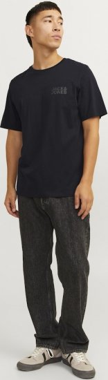 Jack & Jones CORP Logo T-Shirt Black w Small Black Print - T-shirts - Grote Maten T-shirts Heren