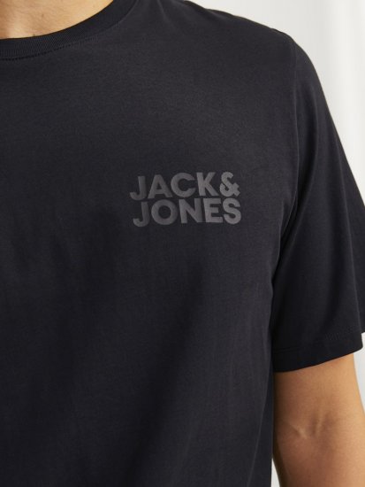 Jack & Jones CORP Logo T-Shirt Black w Small Black Print - T-shirts - Grote Maten T-shirts Heren