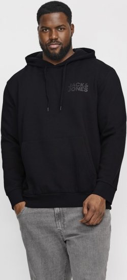 Jack & Jones CORP LOGO Small Print Hoodie Black - Sweaters & hoodies - Sweaters & Hoodies Grote Maten Heren