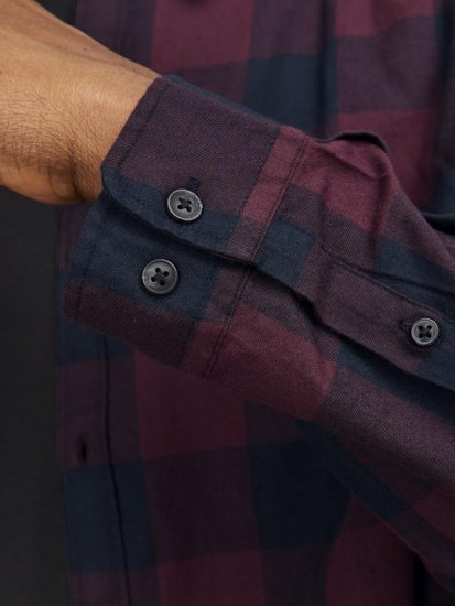 Jack & Jones Gingham L/S Shirt Dark Red - Overhemden - Overhemden Grote Maten Heren