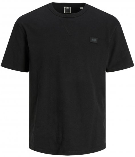 Jack & Jones JCOCLASSIC WAFFLE BADGE TEE Black - T-shirts - Grote Maten T-shirts Heren