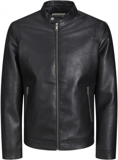 Jack & Jones Rocky Urban Rider Leather Jacket Black - Jassen - Grote Maten Herenjassen