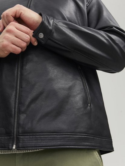 Jack & Jones Rocky Urban Rider Leather Jacket Black - Jassen - Grote Maten Herenjassen
