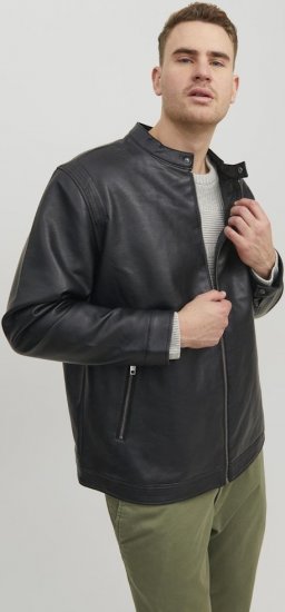 Jack & Jones Rocky Urban Rider Leather Jacket Black - Jassen - Grote Maten Herenjassen