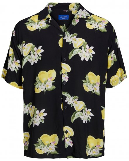 Jack & Jones JORLUKE FLORES Resort Shirt Black - Overhemden - Overhemden Grote Maten Heren