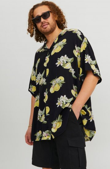 Jack & Jones JORLUKE FLORES Resort Shirt Black - Overhemden - Overhemden Grote Maten Heren
