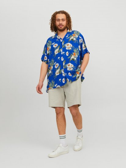 Jack & Jones JORLUKE FLORES Resort Shirt Nautical Blue - Overhemden - Overhemden Grote Maten Heren