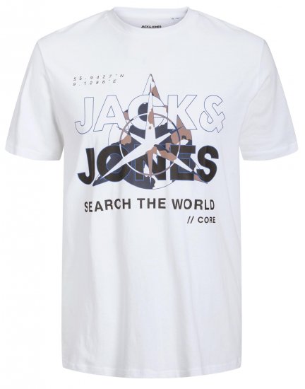 Jack & Jones JCOHUNT T-Shirt White - T-shirts - Grote Maten T-shirts Heren