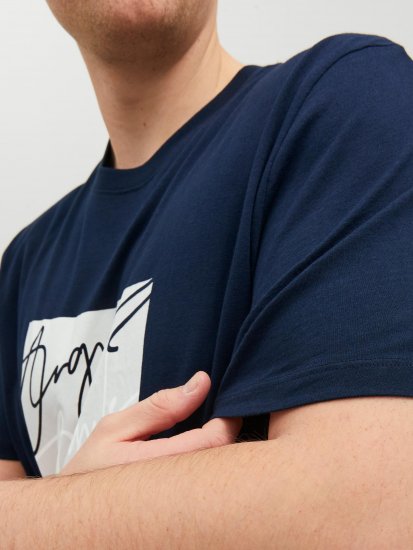 Jack & Jones JORJOSHUA T-shirt Navy - T-shirts - Grote Maten T-shirts Heren