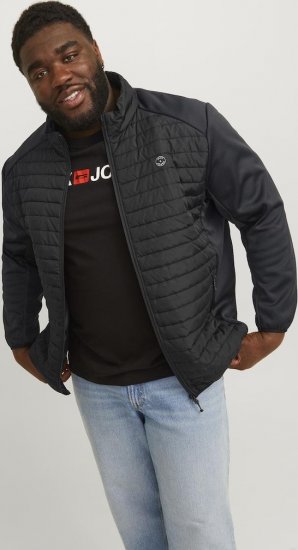 Jack & Jones MULTI SET-IN Sleeves Quilted Jacket With Collar Black - Jassen - Grote Maten Herenjassen