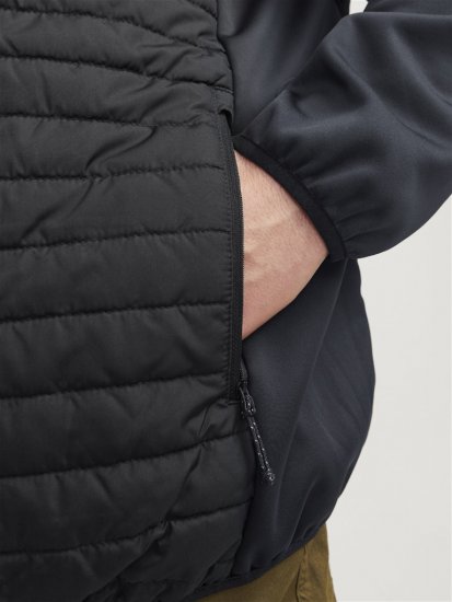 Jack & Jones MULTI SET-IN Sleeves Quilted Jacket With Collar Black - Jassen - Grote Maten Herenjassen