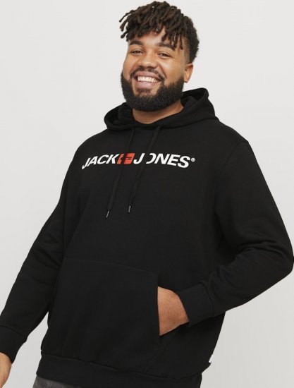 Jack & Jones CORP OLD LOGO REG FIT Hoodie Black - Sweaters & hoodies - Sweaters & Hoodies Grote Maten Heren