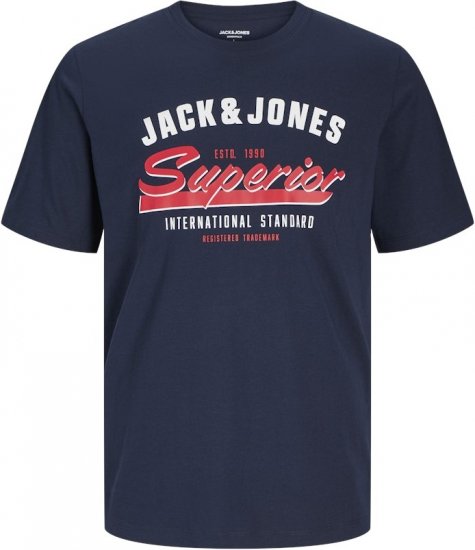 Jack & Jones LOGO O-Neck T-Shirt Dark Blue - T-shirts - Grote Maten T-shirts Heren