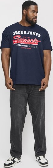 Jack & Jones LOGO O-Neck T-Shirt Dark Blue - T-shirts - Grote Maten T-shirts Heren