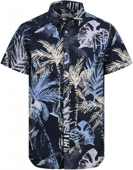 Jack & Jones Hawaii AOP Shirt Blue - Overhemden - Overhemden Grote Maten Heren