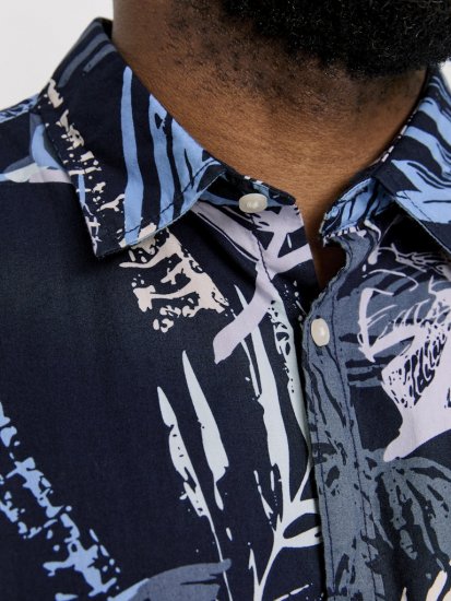 Jack & Jones Hawaii AOP Shirt Blue - Overhemden - Overhemden Grote Maten Heren