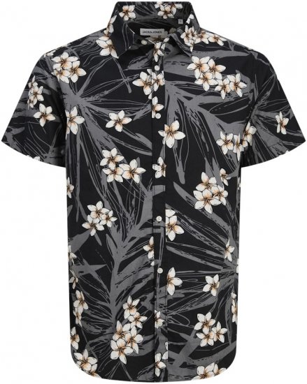 Jack & Jones Hawaii AOP Shirt Black - Overhemden - Overhemden Grote Maten Heren