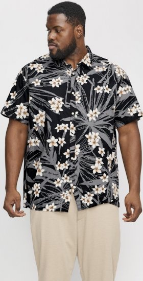Jack & Jones Hawaii AOP Shirt Black - Overhemden - Overhemden Grote Maten Heren