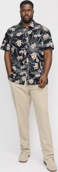 Jack & Jones Hawaii AOP Shirt Black - Overhemden - Overhemden Grote Maten Heren
