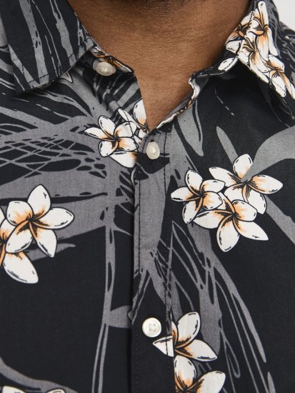 Jack & Jones Hawaii AOP Shirt Black - Overhemden - Overhemden Grote Maten Heren