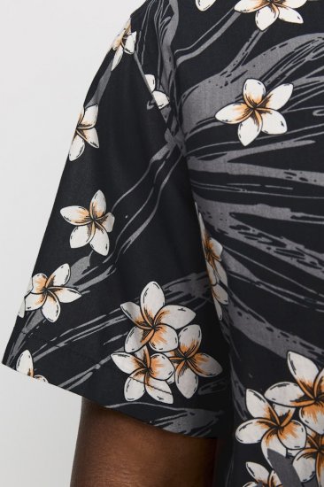 Jack & Jones Hawaii AOP Shirt Black - Overhemden - Overhemden Grote Maten Heren