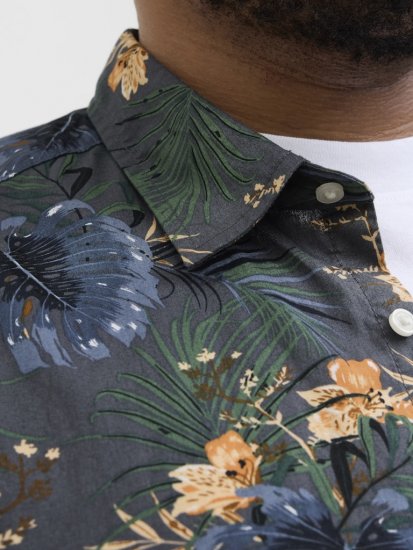 Jack & Jones Hawaii AOP Shirt Grey - Overhemden - Overhemden Grote Maten Heren