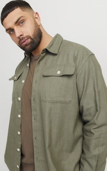 Jack & Jones Raymond Spring Long Sleeve Overshirt Green - Overhemden - Overhemden Grote Maten Heren