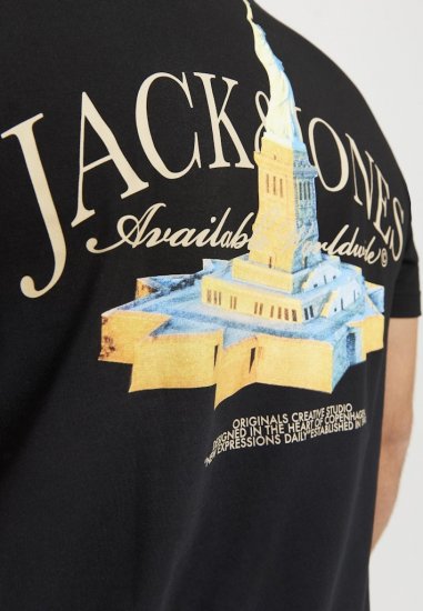 Jack & Jones Boston Photo Crew Neck T-Shirt Black - T-shirts - Grote Maten T-shirts Heren