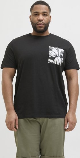Jack & Jones Split Pocket Print T-Shirt Black - T-shirts - Grote Maten T-shirts Heren