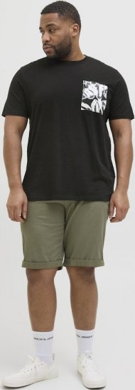 Jack & Jones Split Pocket Print T-Shirt Black - T-shirts - Grote Maten T-shirts Heren