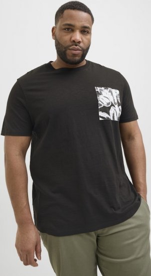 Jack & Jones Split Pocket Print T-Shirt Black - T-shirts - Grote Maten T-shirts Heren