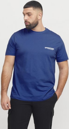 Jack & Jones Union Front & Back Print Crew Neck T-Shirt Beaucoup Blue - T-shirts - Grote Maten T-shirts Heren