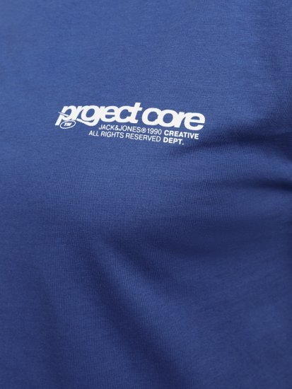 Jack & Jones Union Front & Back Print Crew Neck T-Shirt Beaucoup Blue - T-shirts - Grote Maten T-shirts Heren