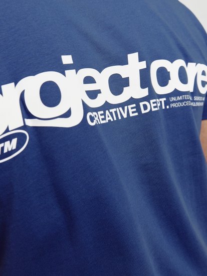 Jack & Jones Union Front & Back Print Crew Neck T-Shirt Beaucoup Blue - T-shirts - Grote Maten T-shirts Heren
