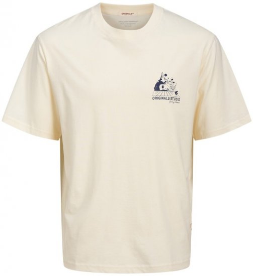 Jack & Jones Bellagio Collage Crew Neck T-Shirt Antique White - T-shirts - Grote Maten T-shirts Heren