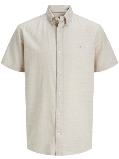 Jack & Jones Summer Shield Short Sleeve Shirt White Pepper - Overhemden - Overhemden Grote Maten Heren