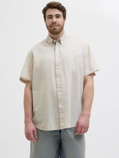 Jack & Jones Summer Shield Short Sleeve Shirt White Pepper - Overhemden - Overhemden Grote Maten Heren