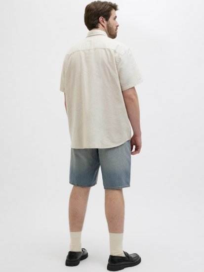 Jack & Jones Summer Shield Short Sleeve Shirt White Pepper - Overhemden - Overhemden Grote Maten Heren