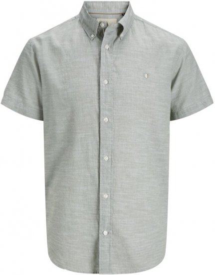 Jack & Jones Summer Shield Short Sleeve Shirt Hedge Green - Overhemden - Overhemden Grote Maten Heren